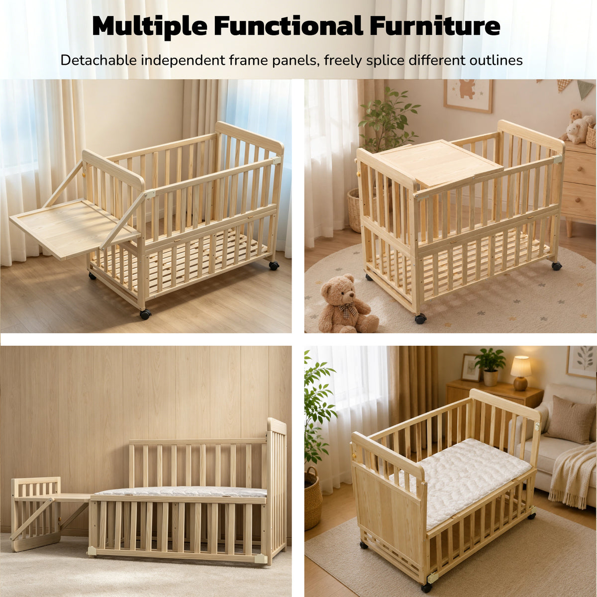 Solid Wood Baby Bassinet