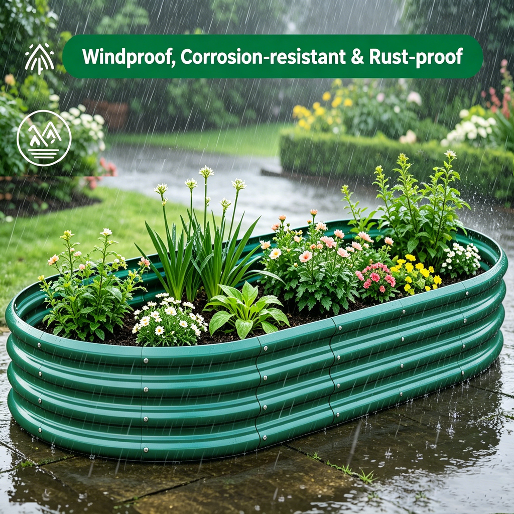 Galvanized Raised Garden Bed, 8x4x1 Foot, Heavy-Duty Metal Planter, Green