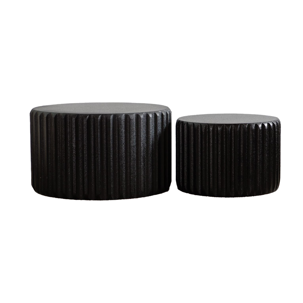Black Scalloped Round Coffee Table Set