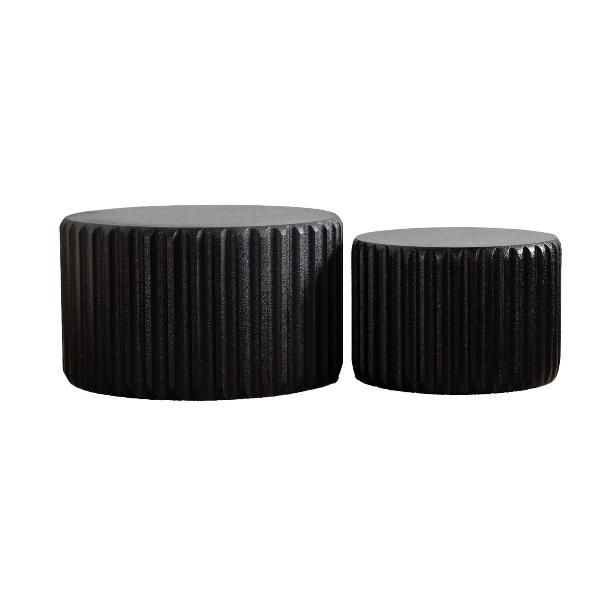 Black Scalloped Round Coffee Table Set