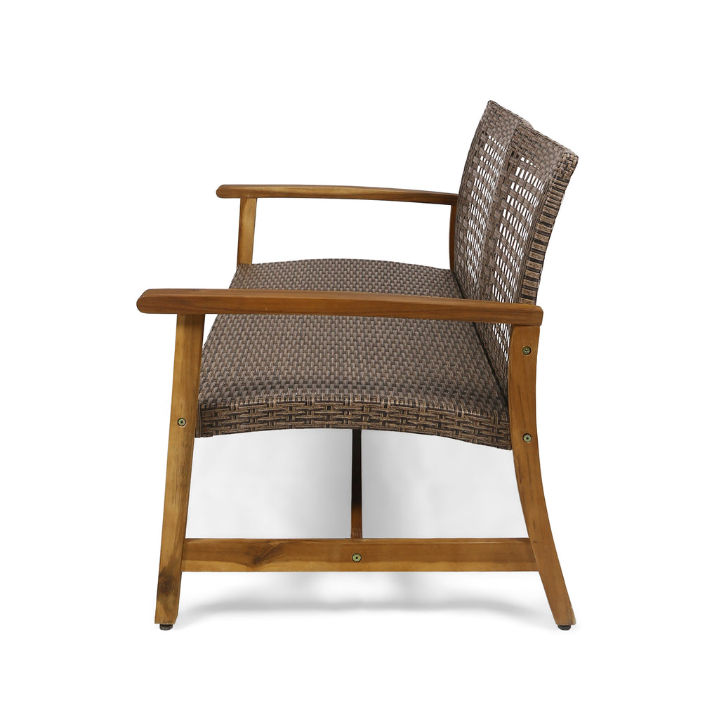 Hampton Outdoor Acacia Wood Wicker Loveseat