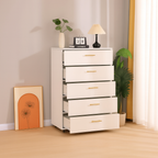 White 5-Drawer Dresser with Handles