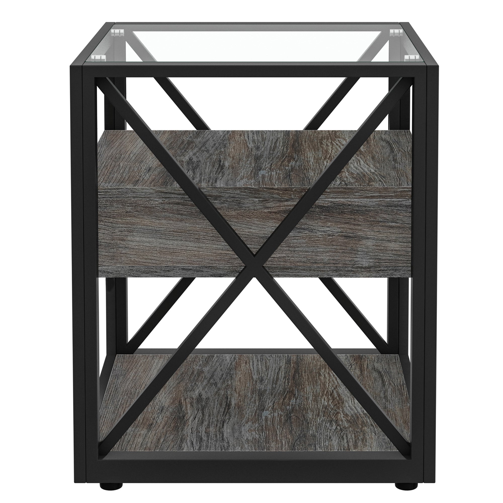 Set of 2 Modern End Tables with Drawer - Nightstand