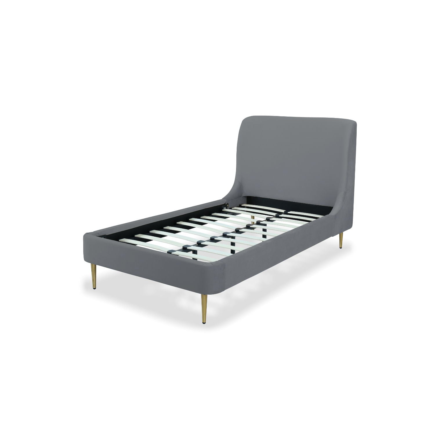 Mid-Century Modern Upholstered Bed With Curved Headboard