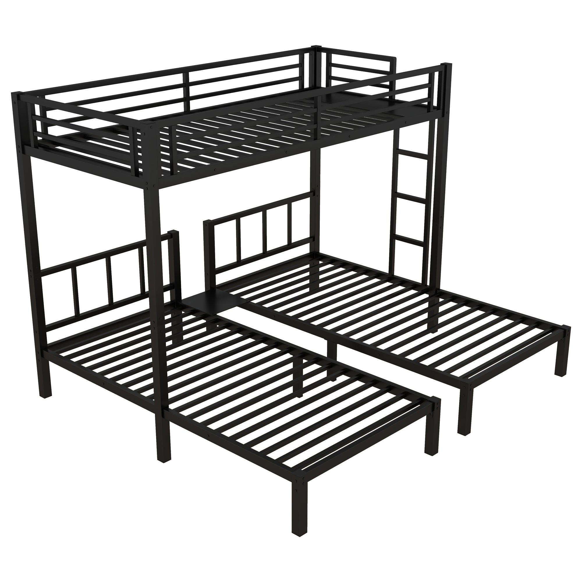 Metal Twin Over Twin & Twin Bunk Bed for 3