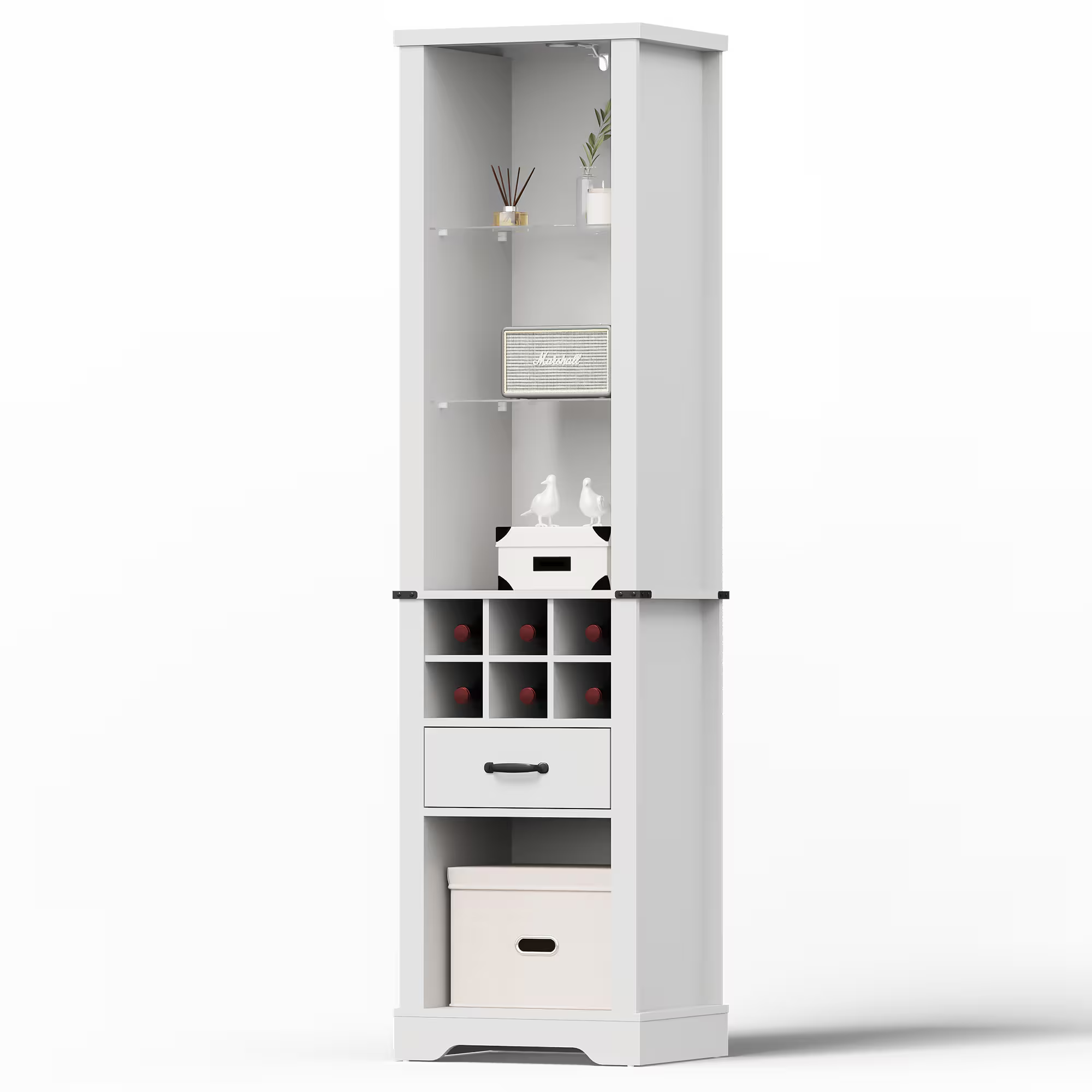 75'' Tall Storage Cabinet with LED Light