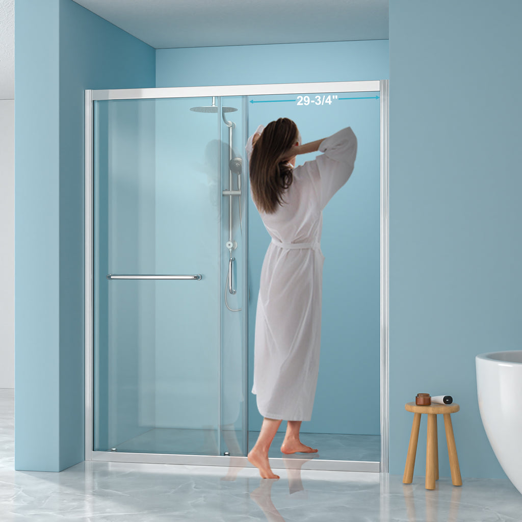 Shower Door 60" W x 72" H Single Sliding Bypass Shower Enclosure