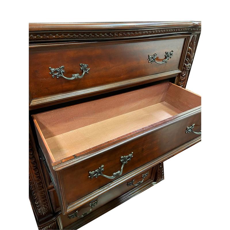 Cherry Three Drawer Nightstand with Faux Marble Top