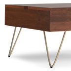 Hunter Solid Mango Wood Lift Top Square Coffee Table in Umber