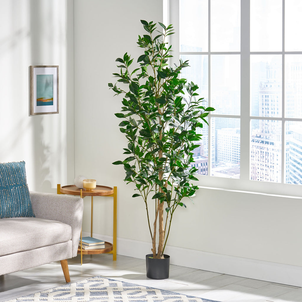 180cm Artificial Laurel Tree, Pre-Potted, Green