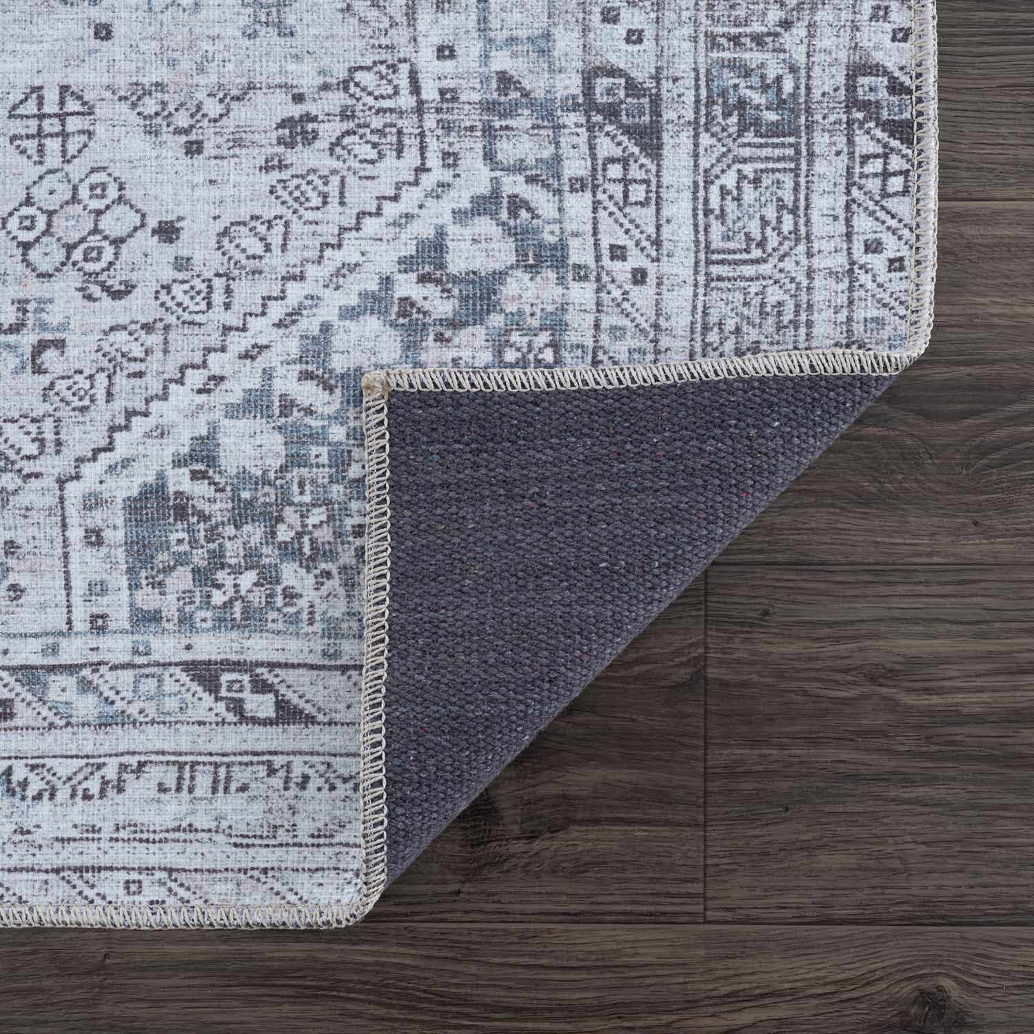 Barny Gray Denim Washable Rug - Clearance