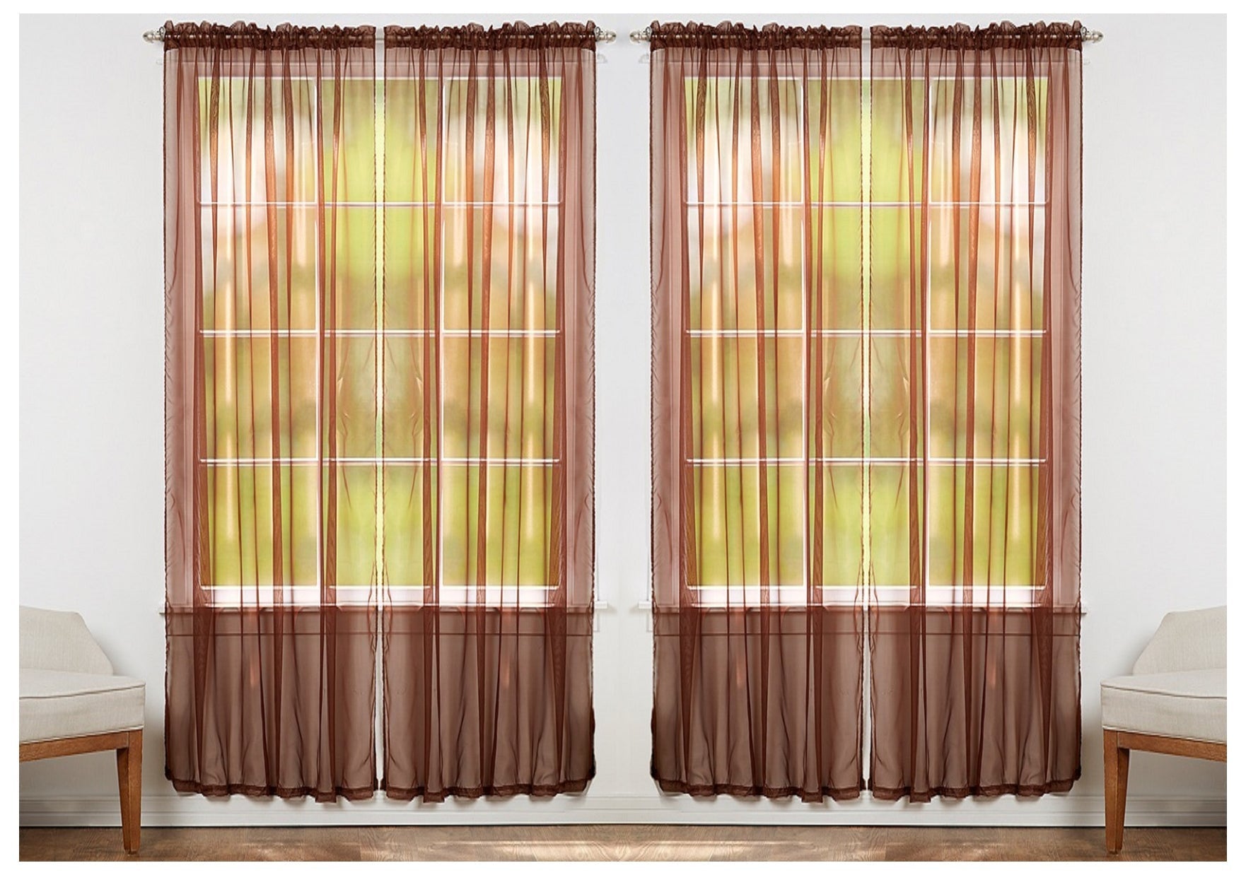 J&V TEXTILES 4-Pack Value: Solid Sheer Window Curtain Panels