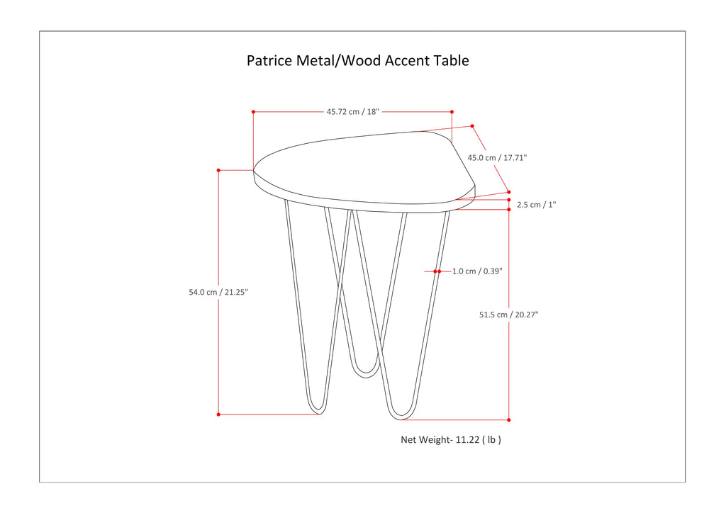Patrice 18 Inch Wide Metal and Solid Mango Wood Accent Table