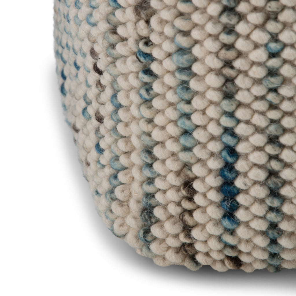 Zoey 18 Inch Wide Cube Pouf in Multi-Color Wool and Cotton