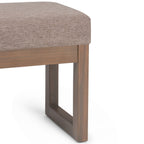 Milltown 27 Inch Wide Solid Wood Footstool Small Ottoman Bench in Fawn