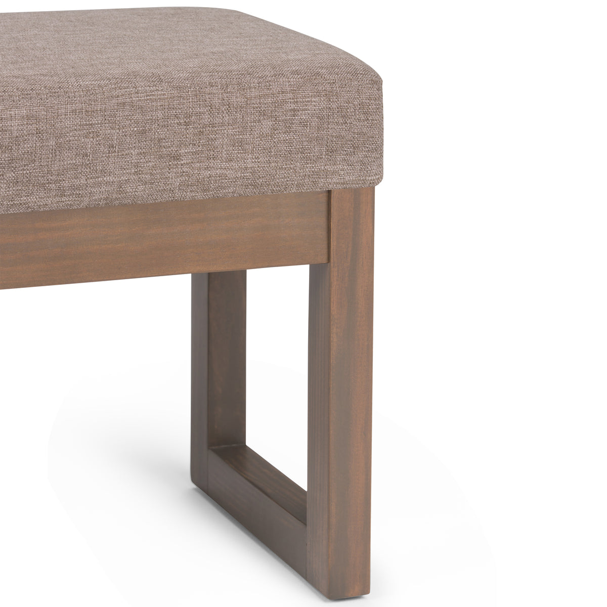 Milltown 27 Inch Wide Solid Wood Footstool Small Ottoman Bench in Fawn