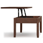 Artisan 46 Inch Wide Solid Wood Lift Top Coffee Table in Russet