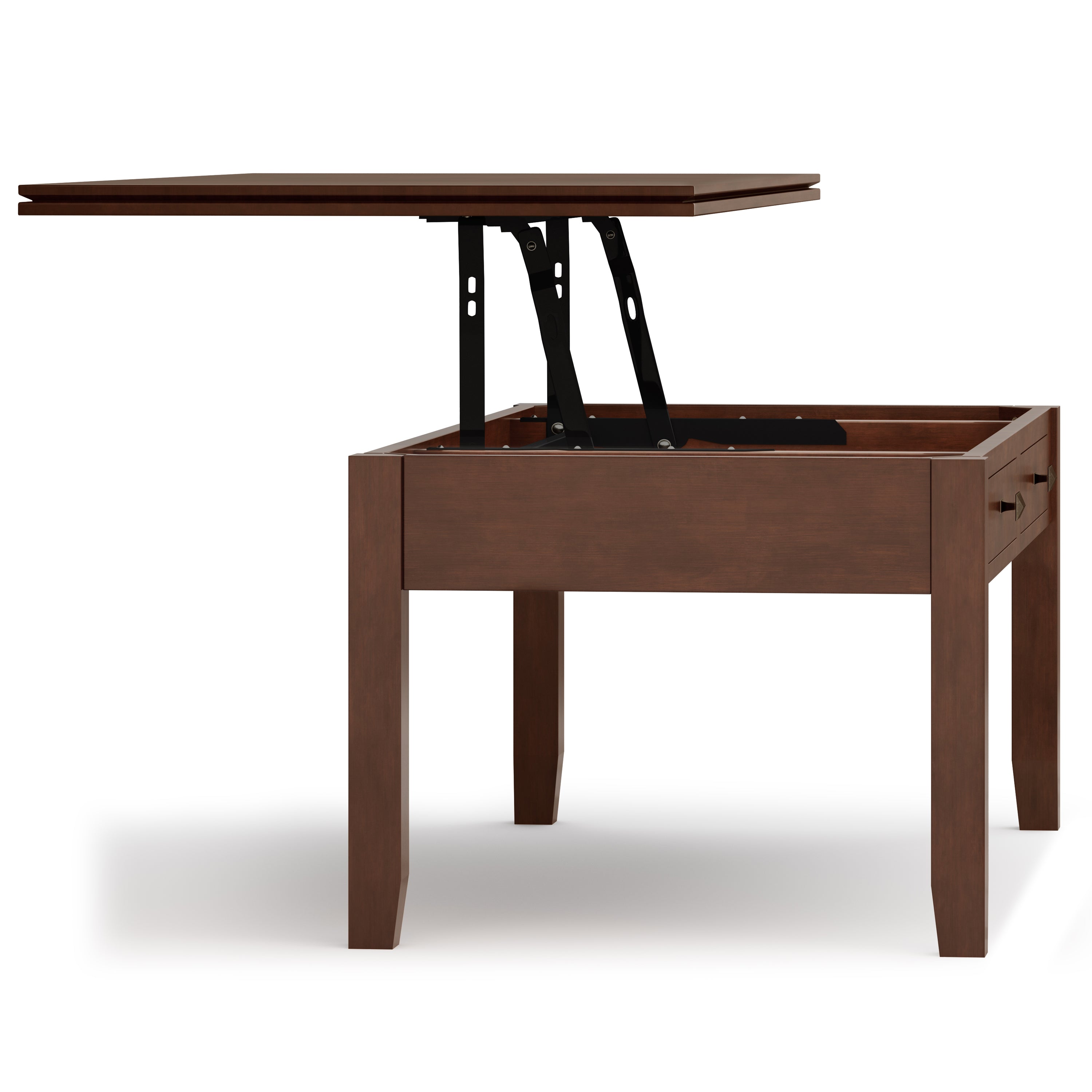 Artisan 46 Inch Wide Solid Wood Lift Top Coffee Table in Russet