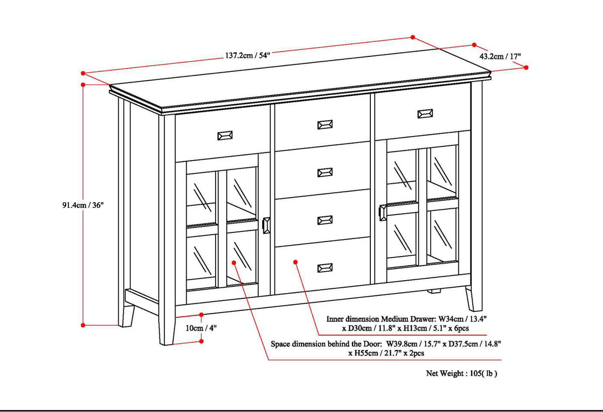 Artisan Solid Wood Sideboard Buffet in Light Golden