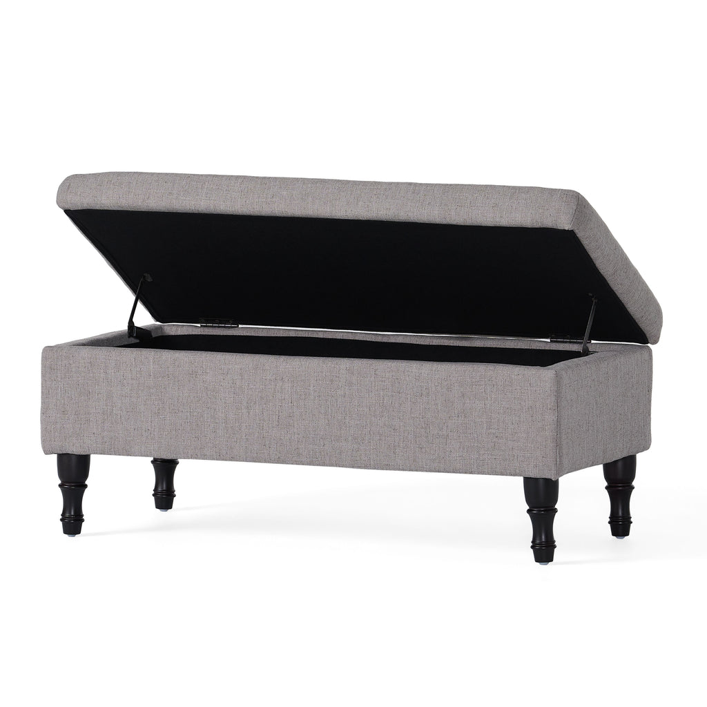 Storage Ottoman Bench with Solid Wood Legs