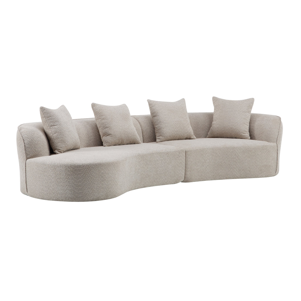 126" Curved Sectional Sofa (Almond-D28 Full Foam)