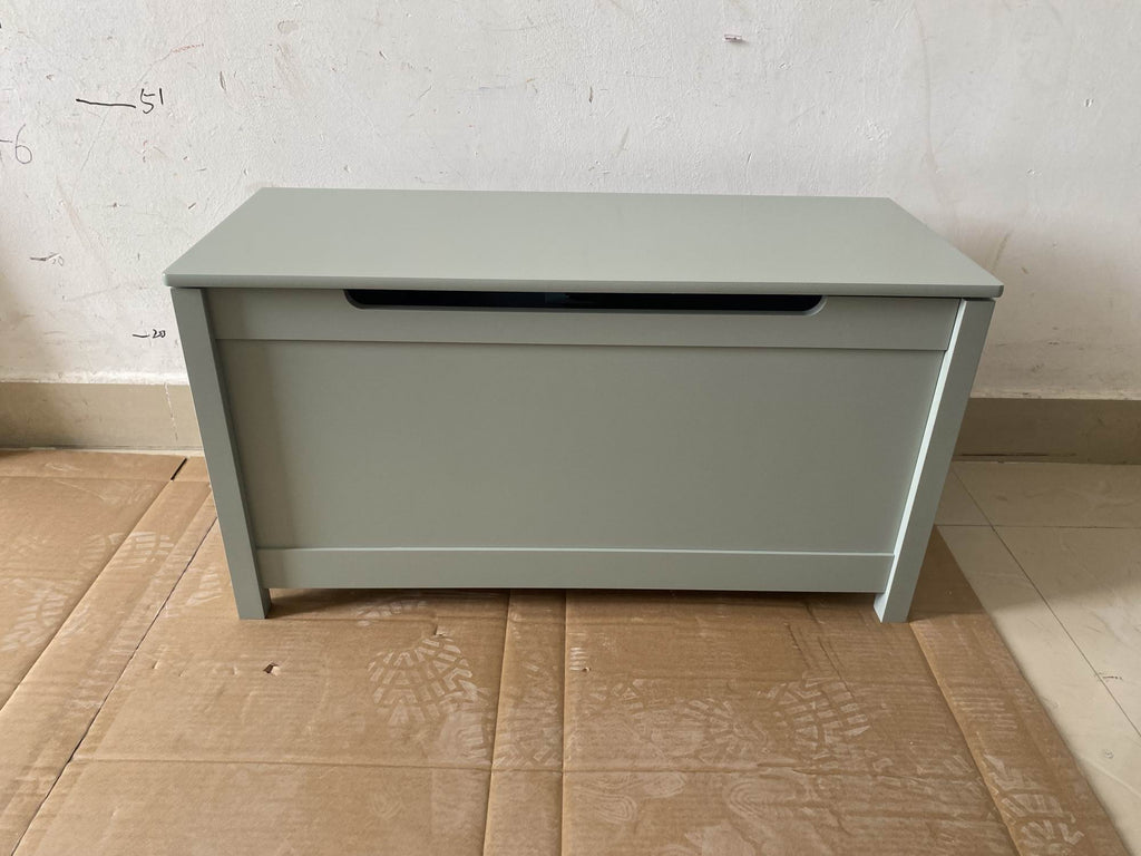 Kids Wooden Toy Box Storage with Safety Hinged Lid - Sage