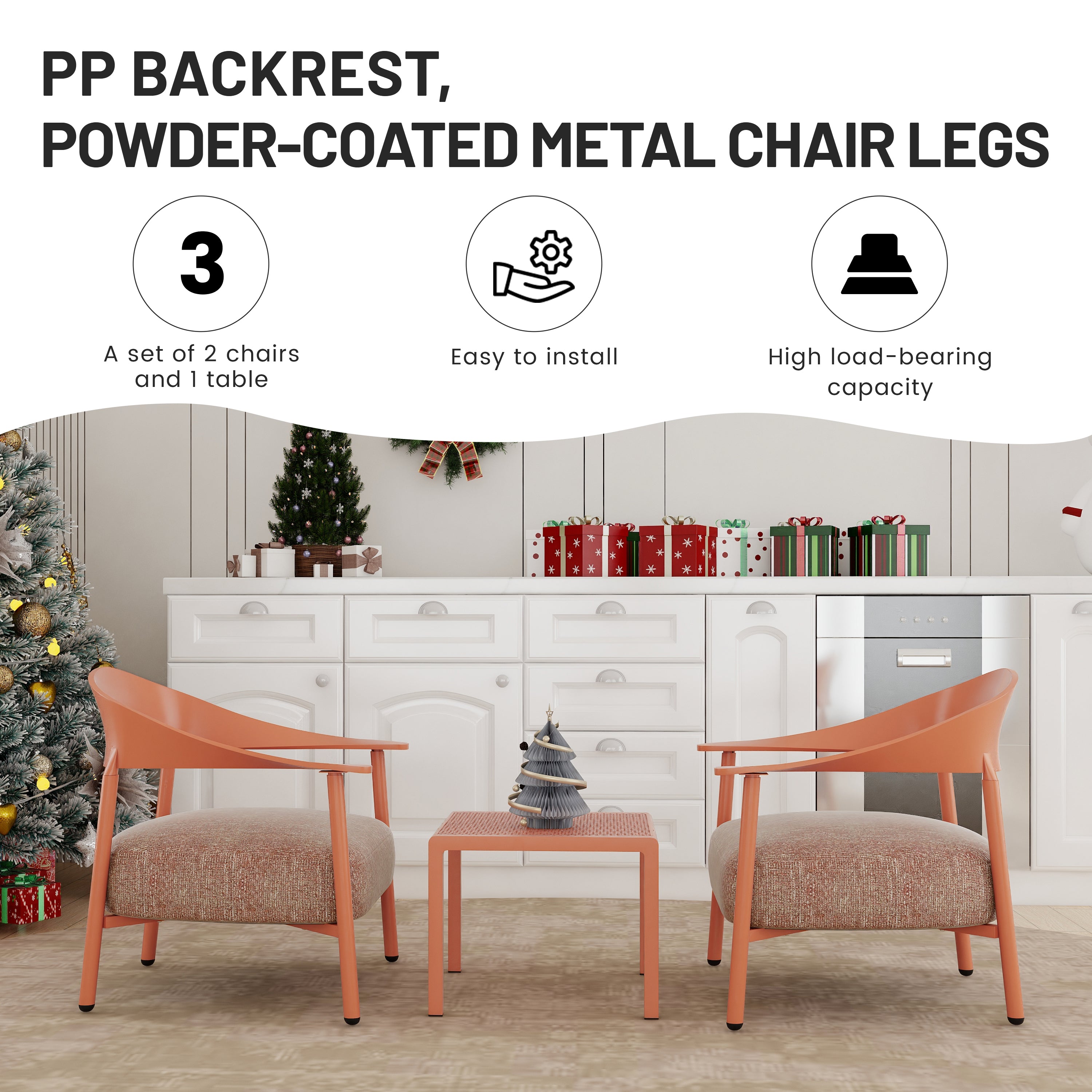 Summer Modern 2-Piece Accent Chair Set with Coffee Table – Apricot