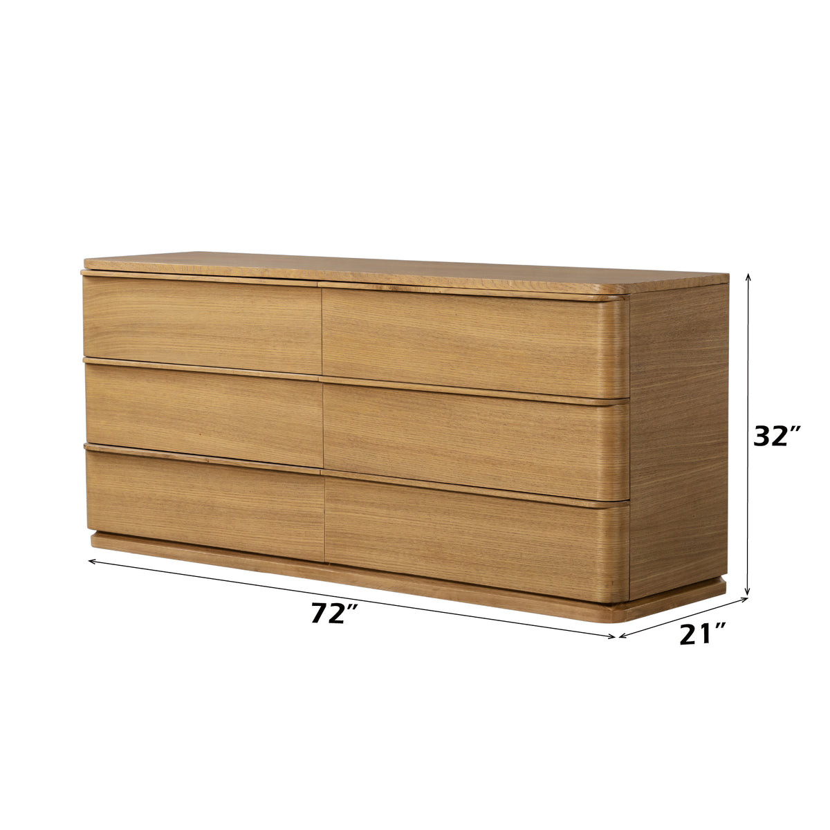 Zoey Oak Dresser, 72-Inch Wide, Contemporary