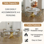 59" Round Sintered Stone Dining Table Set