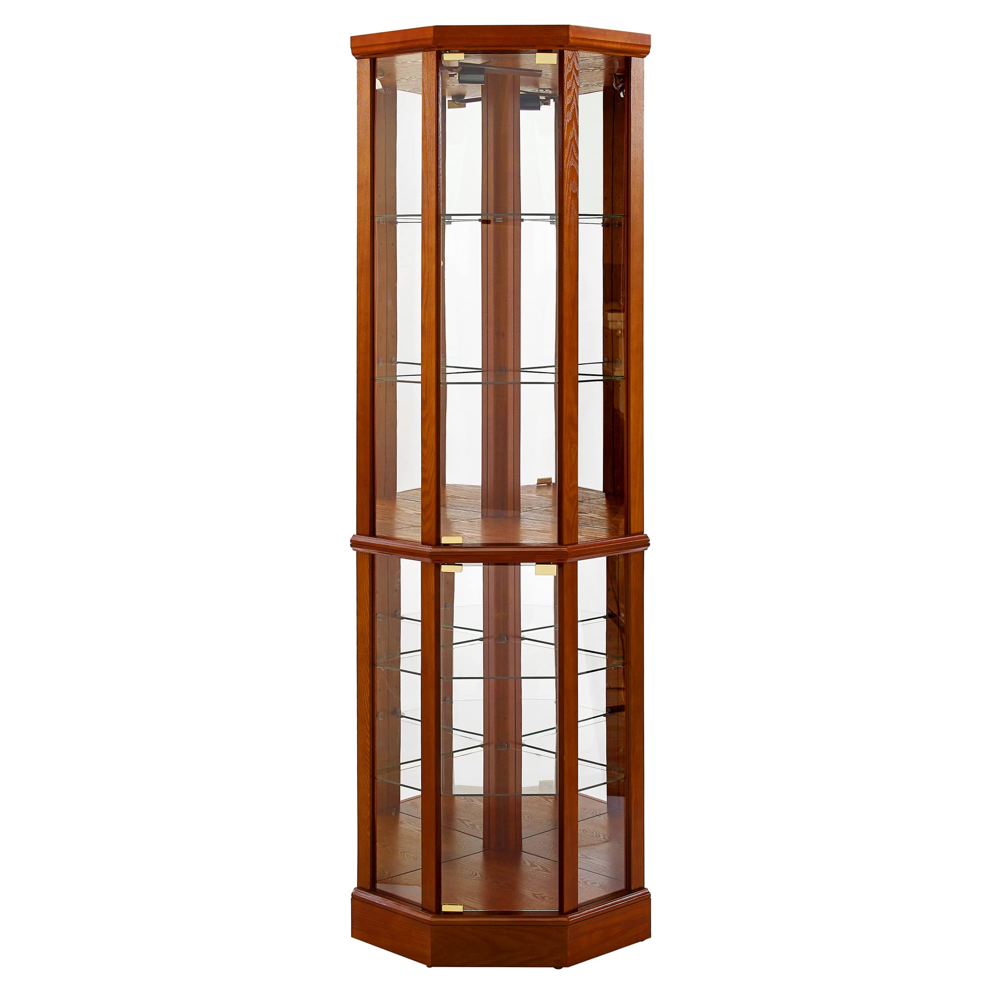 6 Shelf Lighted Corner Curio Cabinet