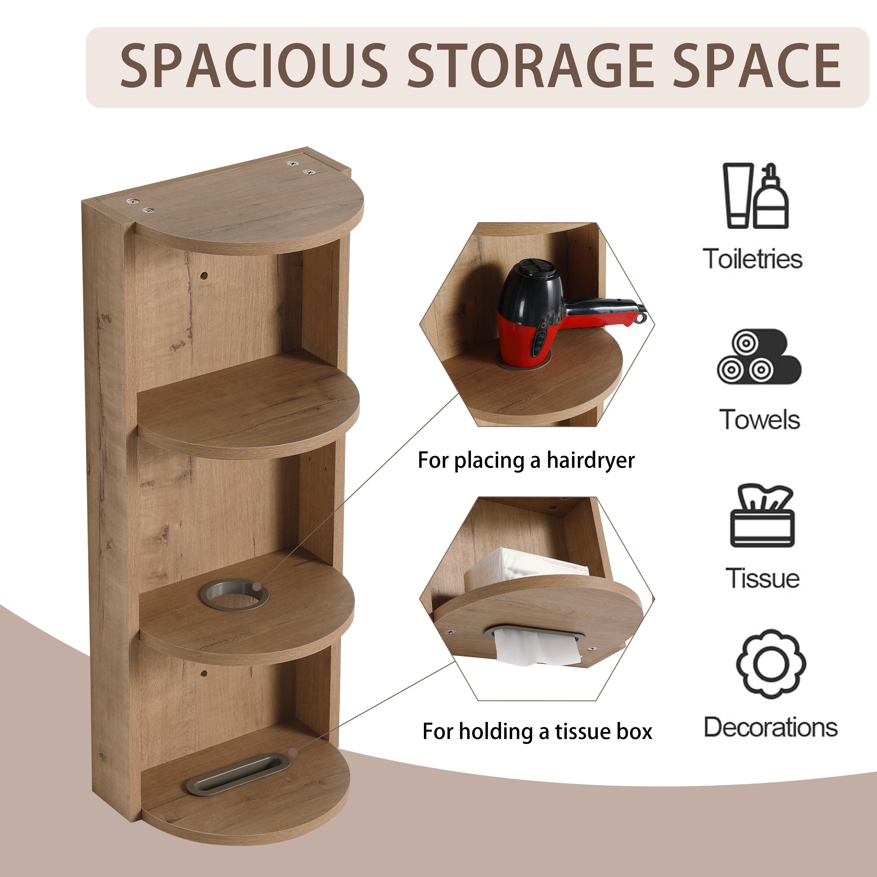 12" Bathroom Wall-Mounted Storage Rack