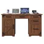 55" Farmhouse Executive Desk with Charging Station