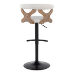 Contemporary Adjustable Barstool with Swivel in Whitewashed Wood