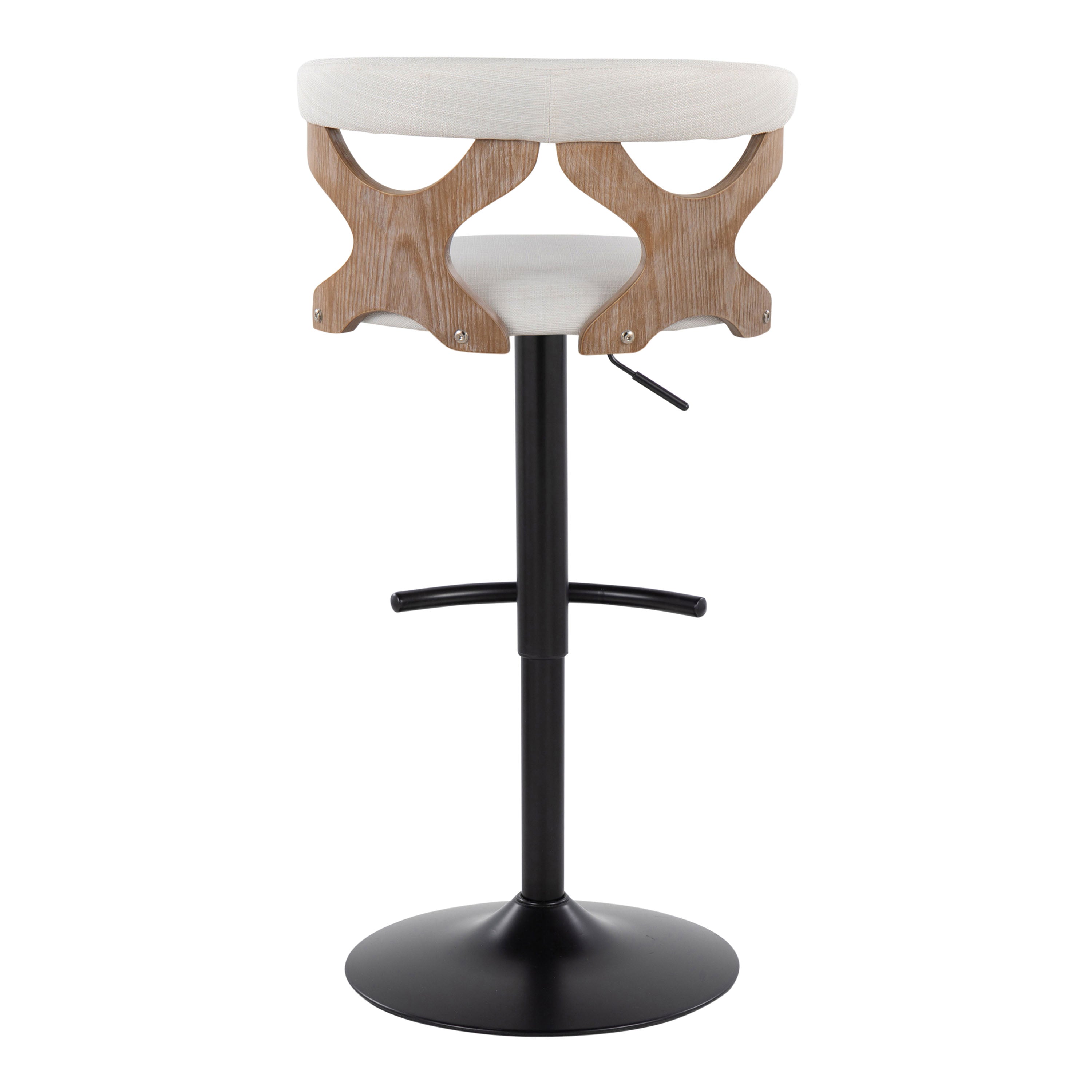 Contemporary Adjustable Barstool with Swivel in Whitewashed Wood
