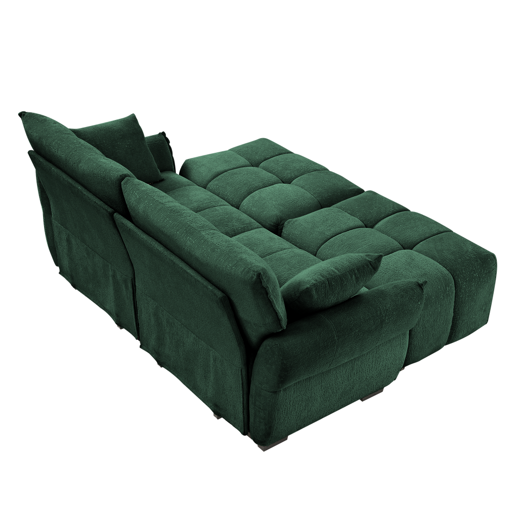 2 Seater Sofa Set with 2 Ottomans and Throw Pillows