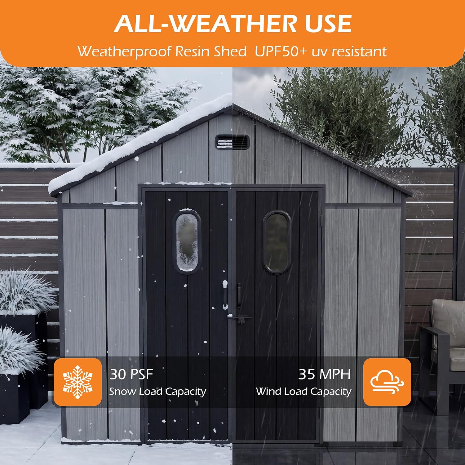 8x16Ft Resin Outdoor Storage Shed with Floor