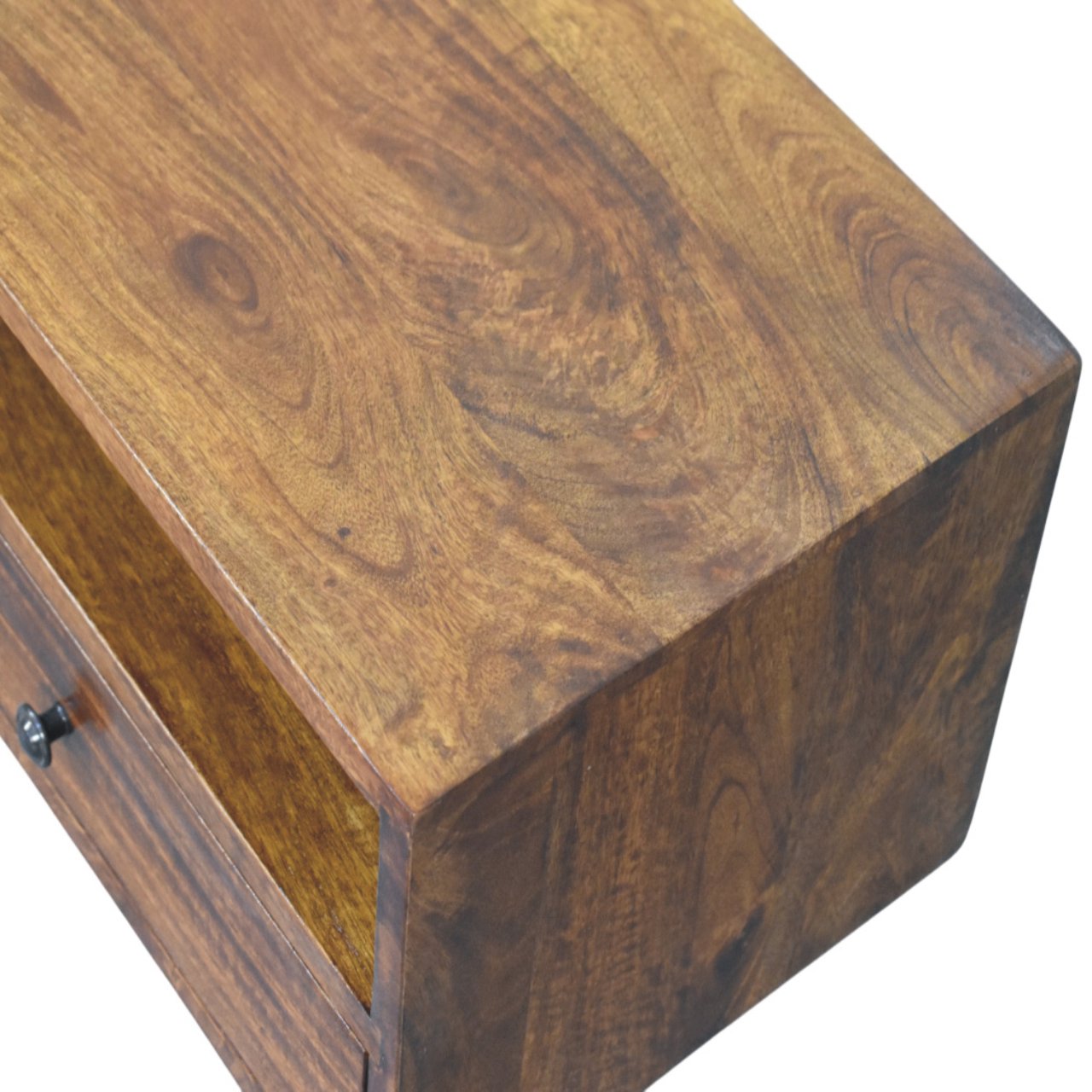 Solid Wood Lunar Wall-Mounted Media Unit, 2 Drawers, Chestnut