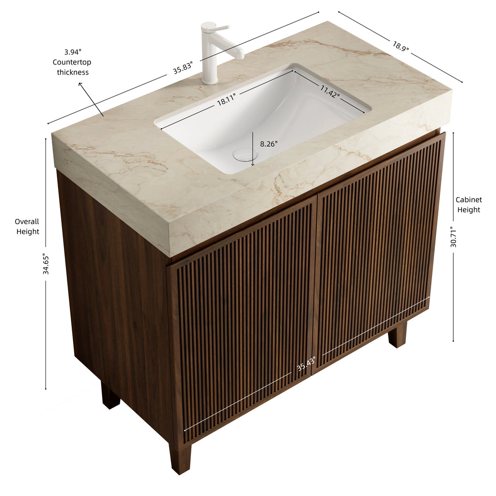 LULA 36" Bathroom Vanity & Sink, Freestanding Cabinet