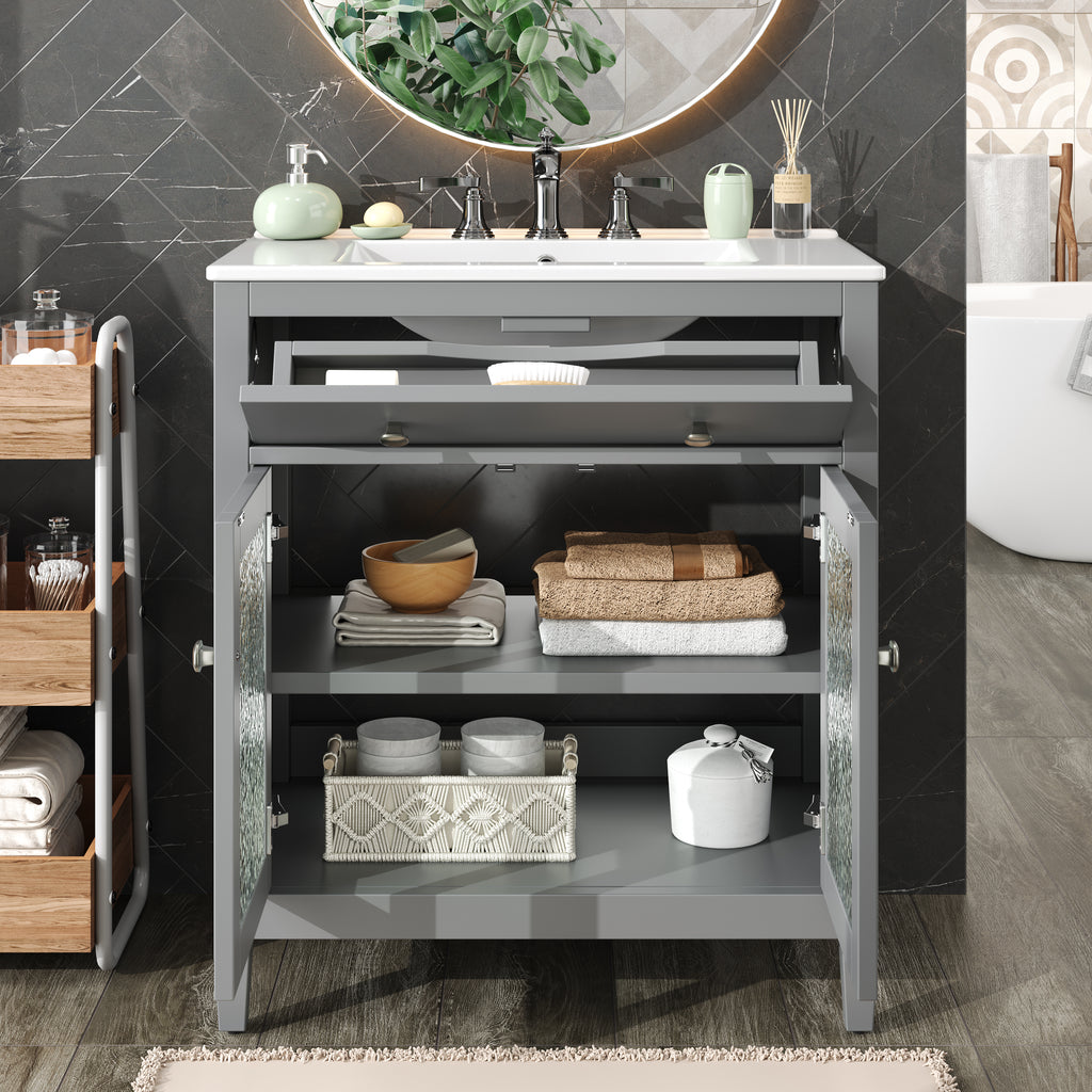 30" Bathroom Vanity with Ceramic Sink