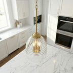 Ember Three Candle Lights Chain Pendant With Clear Glass - Satin