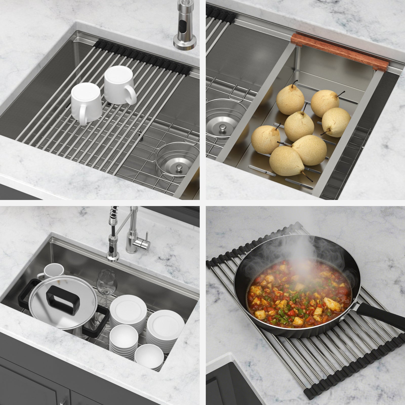 30" Undermount Kitchen Sink - 16 Gauge Stainless Steel Workstation