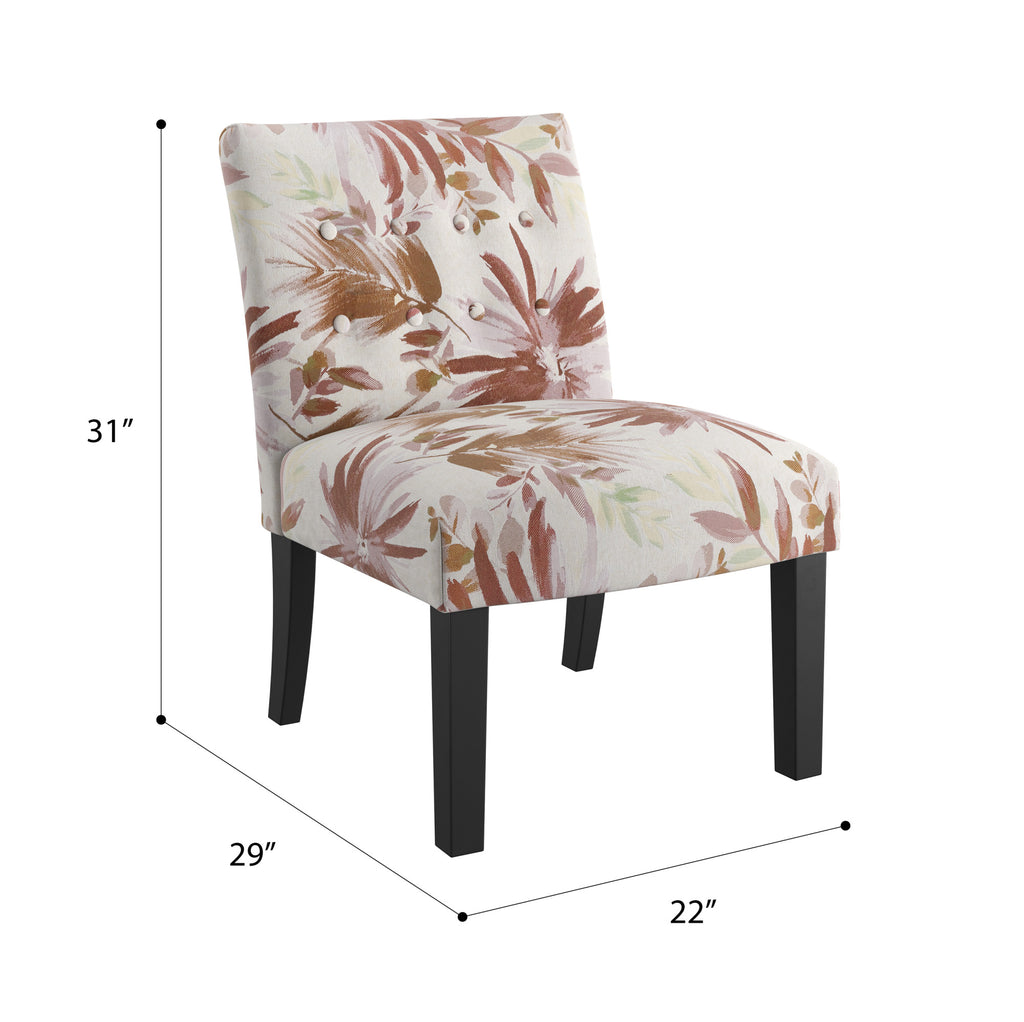 Red Floral Accent Chairs, Set of Two