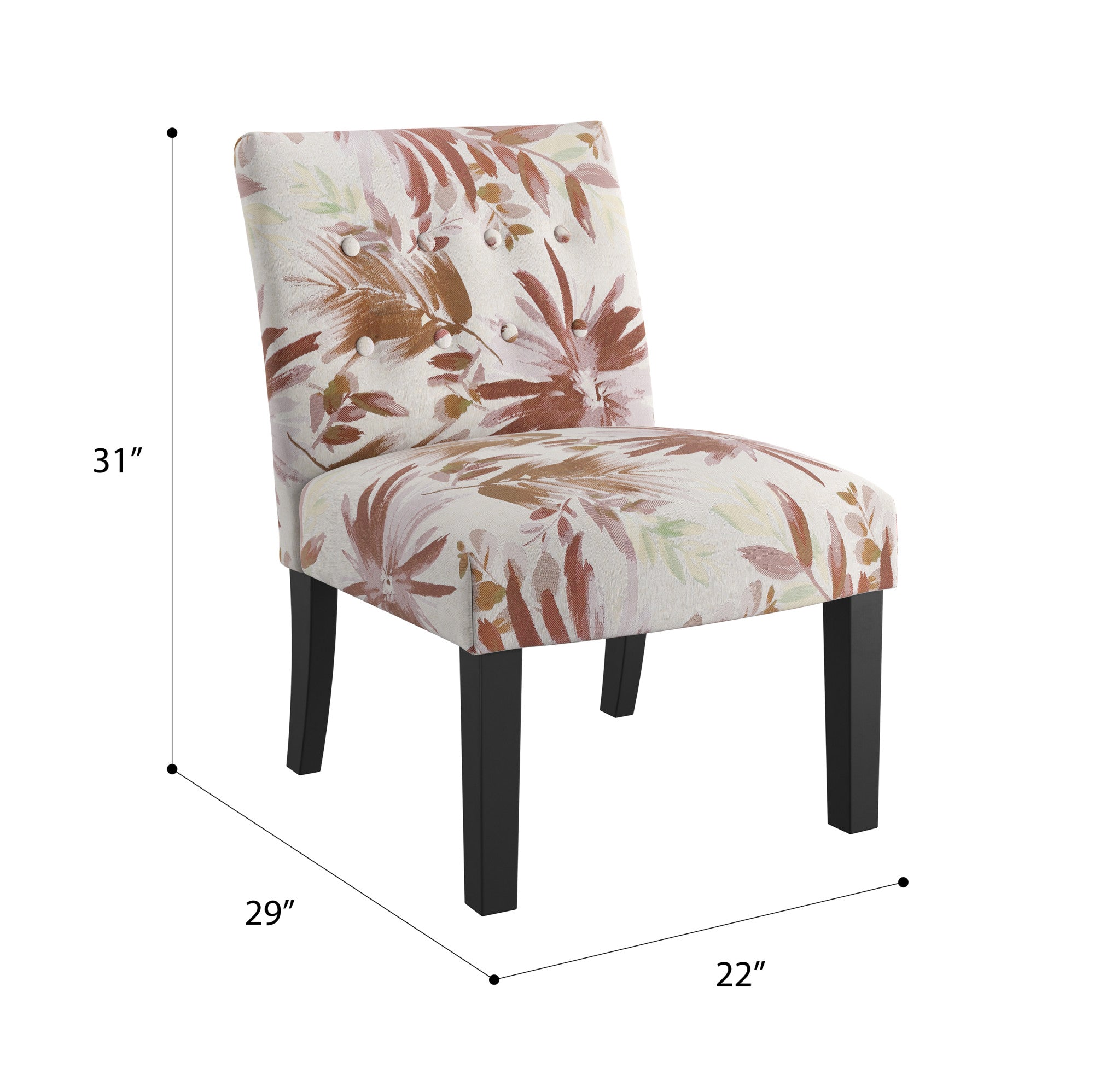Red Floral Accent Chairs, Set of Two