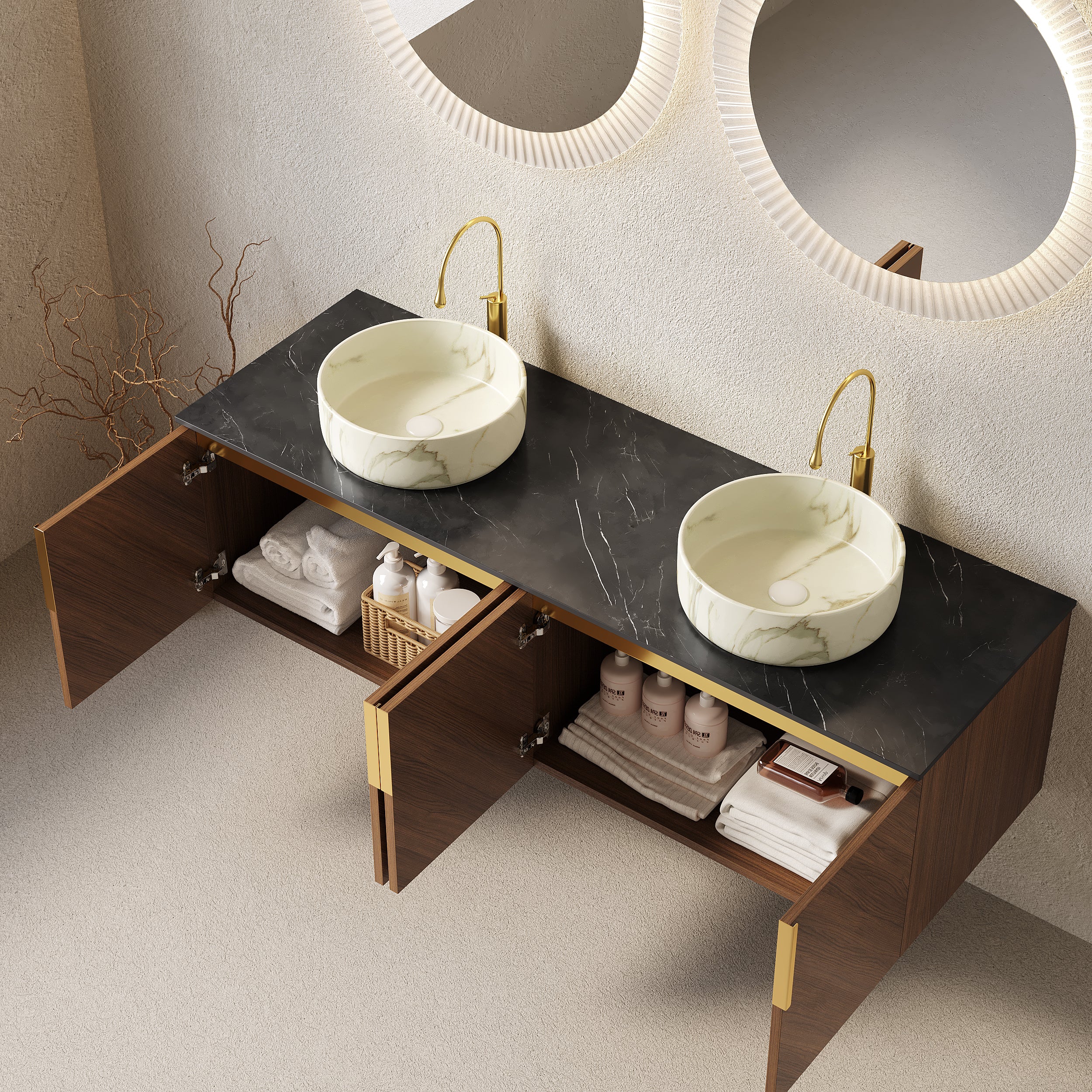 Arai 60" Bathroom Vanity & Sinks