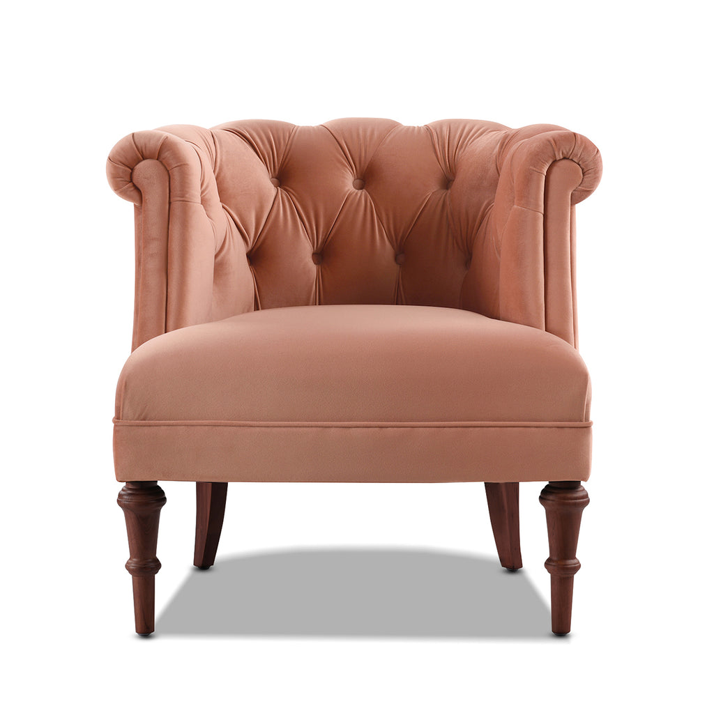 Katherine Tufted Accent Chair, Peach Velvet