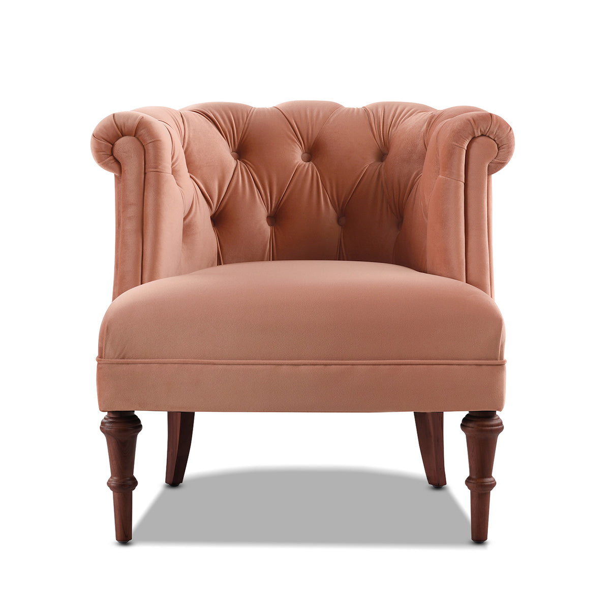 Katherine Tufted Accent Chair, Peach Velvet