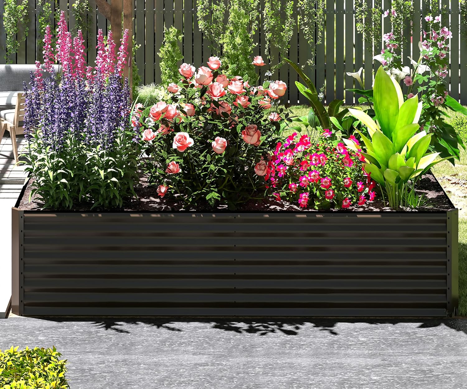 6x3x2ft Galvanized Raised Garden Bed
