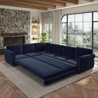 118" L-Shaped Sofa Couch with Pull-Out Bed