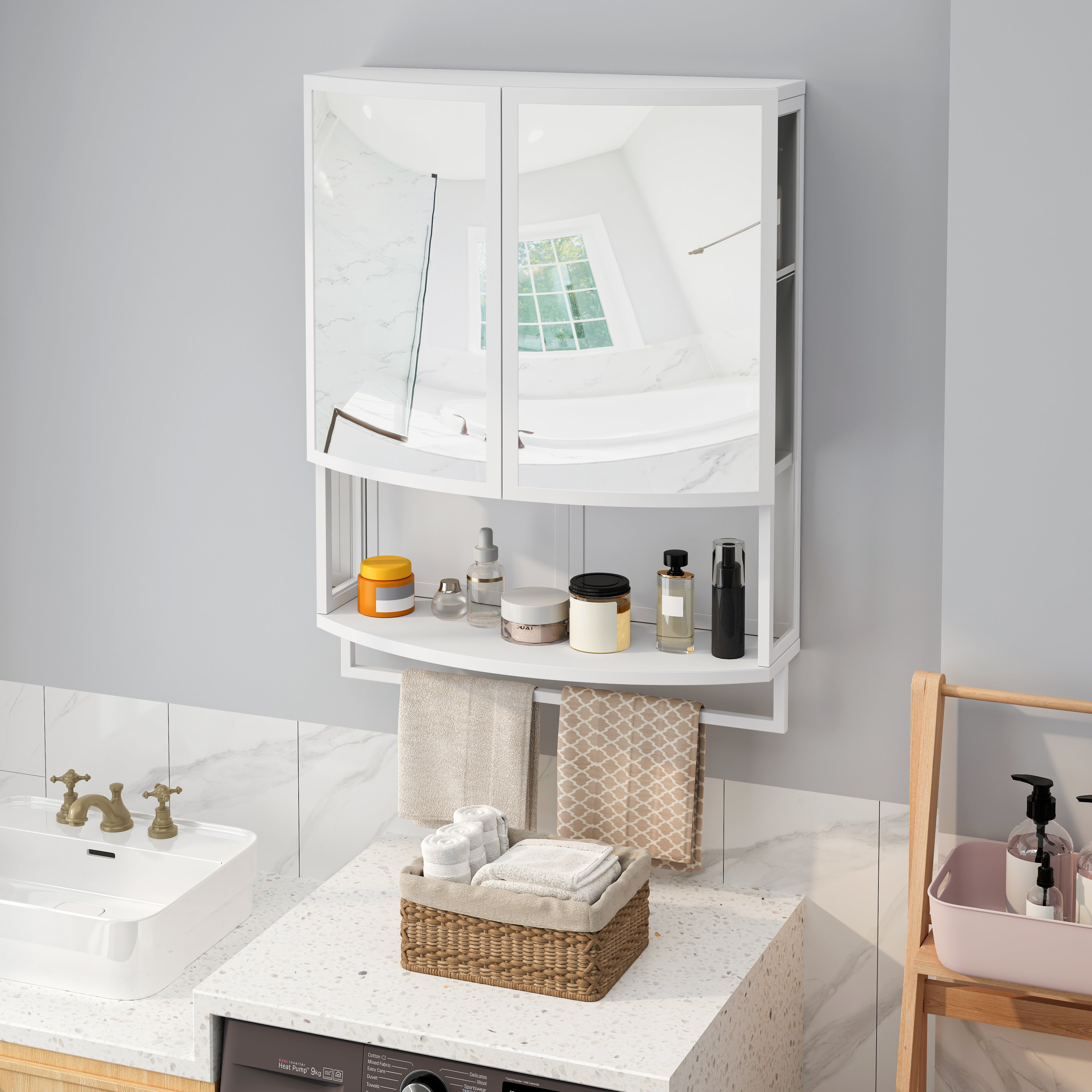 23.62" Modern Arched Glass Double-Door Wardrobe