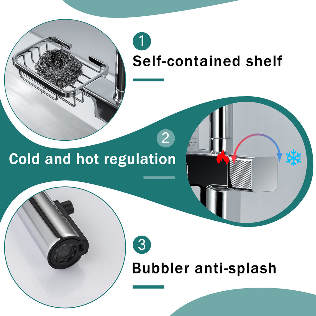 High Arc Pull-Down Kitchen Faucet - Single Hole Stainless Steel